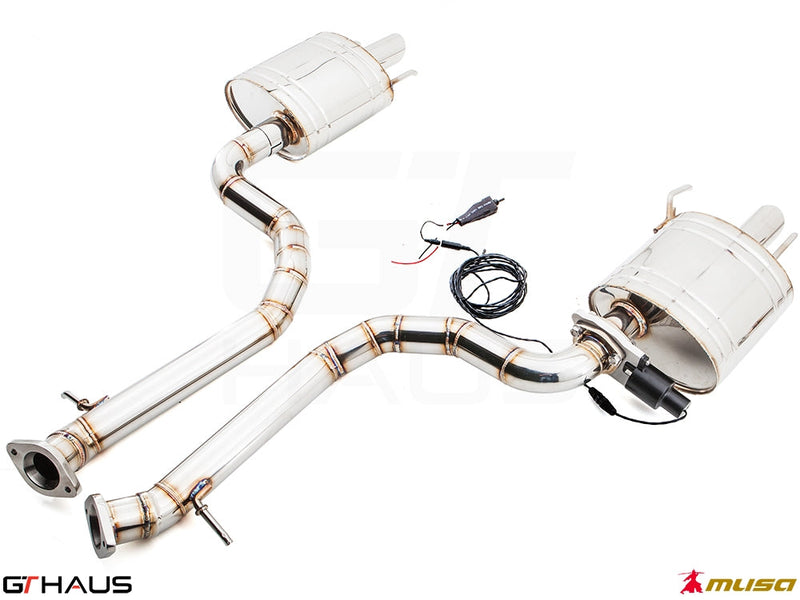 Premium performance exhaust system for Lexus GS 350 F-Sport (RWD) 2012+, featuring stainless steel construction and electronic valve control.