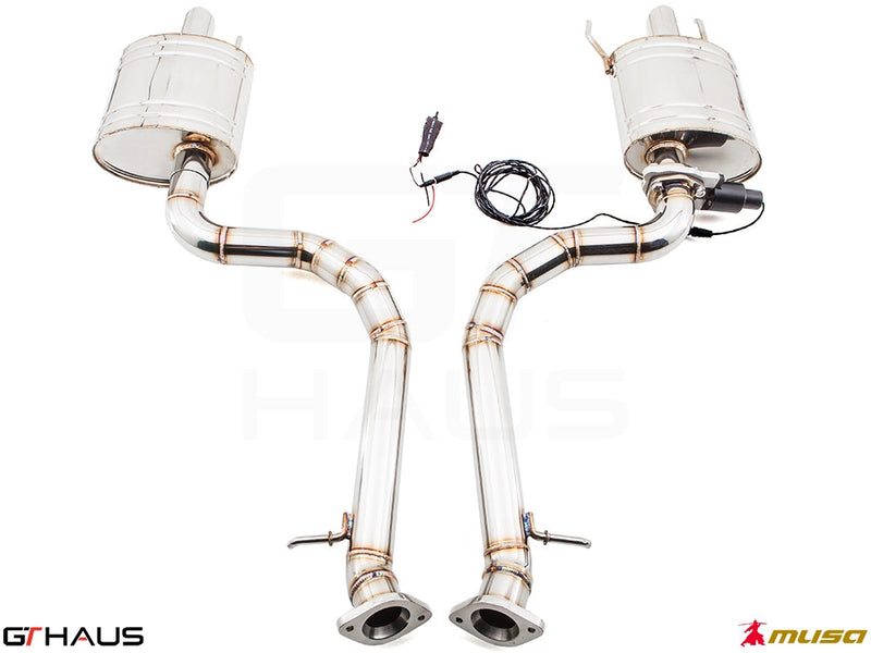 Premium performance exhaust system for Lexus GS 350 F-Sport (2012+), featuring stainless steel construction and electronic valve control.
