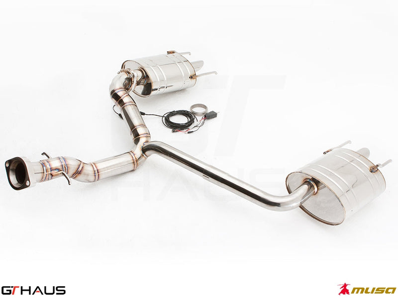 Premium exhaust system for Lexus IS-F V8 Sedan, featuring stainless steel construction and electronic valve control.