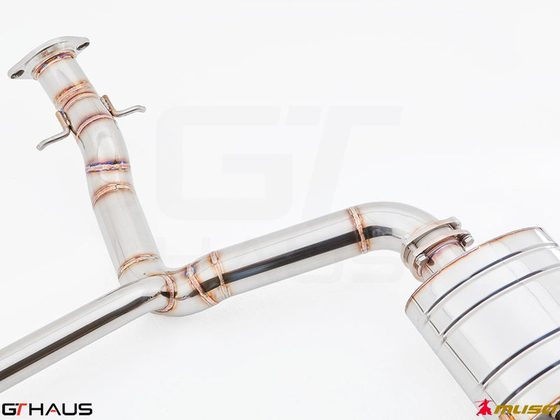 Premium performance exhaust system for Lexus IS-F V8 Sedan, featuring stainless steel construction and precision welding.