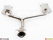 Premium performance exhaust system for Lexus IS-F V8 Sedan, featuring stainless steel construction and dual mufflers.