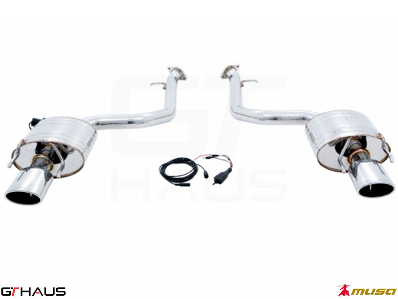Premium performance exhaust system for Lexus IS 250/350/350 F-Sport (AWD) 2014+, featuring stainless steel construction.
