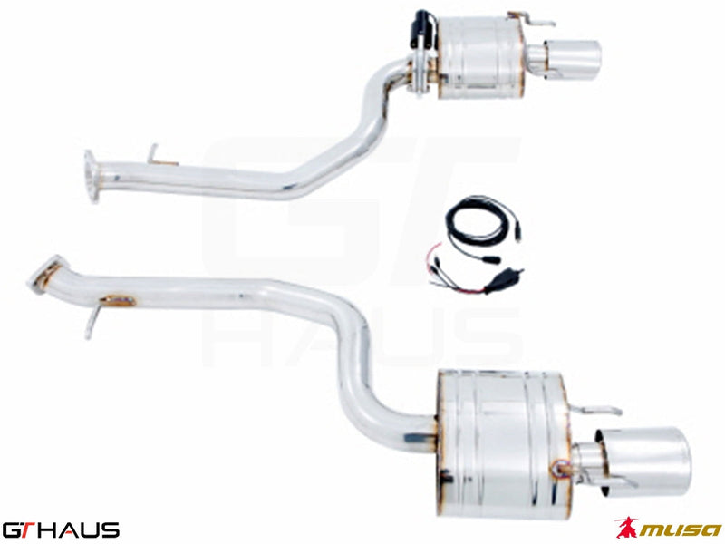 Premium performance exhaust system for 2014+ Lexus IS 250/350/350 F-Sport AWD, featuring stainless steel construction.
