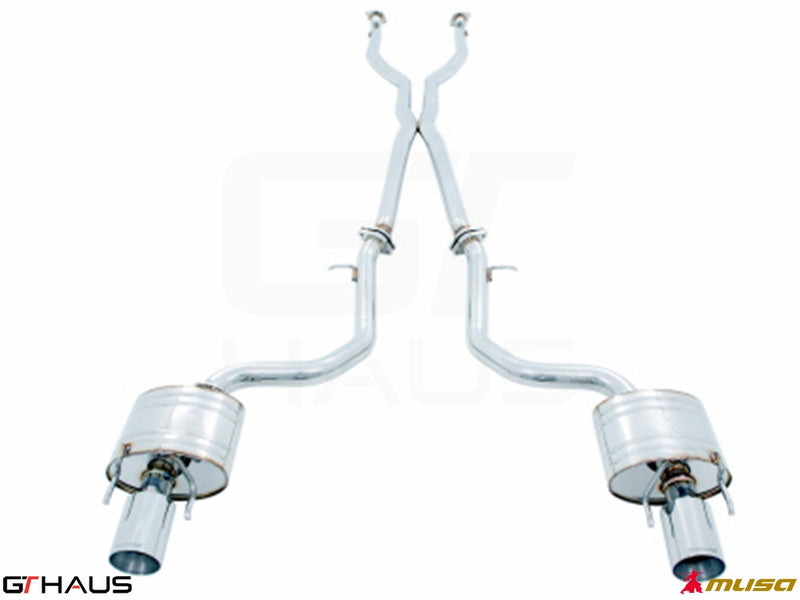 Premium performance exhaust system for 2014+ Lexus IS 250/350/350 F-Sport AWD, featuring stainless steel construction.