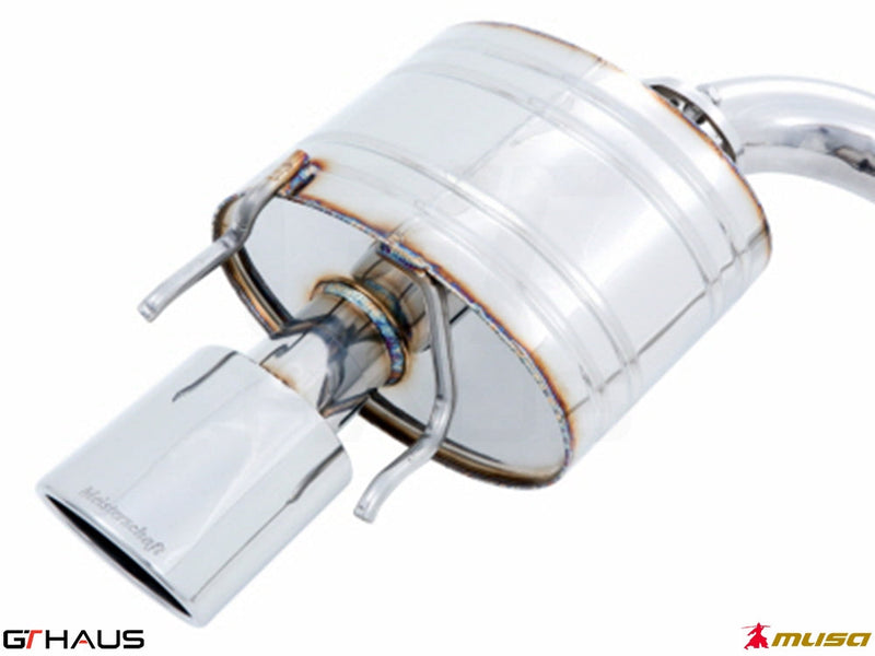 Premium exhaust system for Lexus IS 250/350/350 F-Sport (AWD) 2014+, featuring polished stainless steel construction.