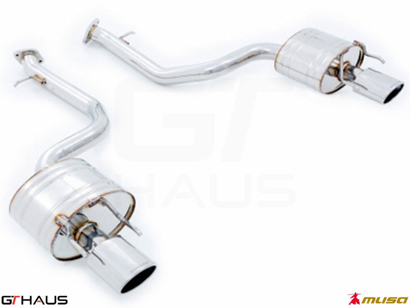 Premium performance exhaust system for Lexus IS 250/350/350 F-Sport AWD, featuring polished stainless steel construction.