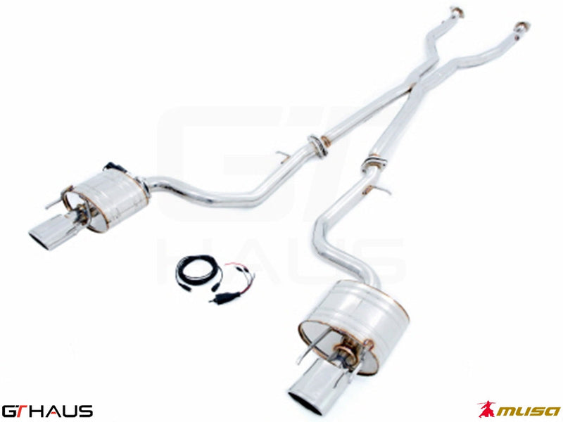 Premium performance exhaust system for Lexus IS 250/350/350F-sport (RWD) 2014+, featuring stainless steel construction.