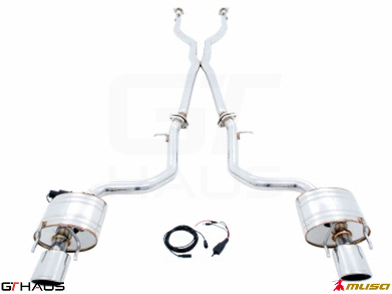 Premium performance exhaust system for Lexus IS 250/350/350F-sport (RWD) 2014+, featuring stainless steel construction.