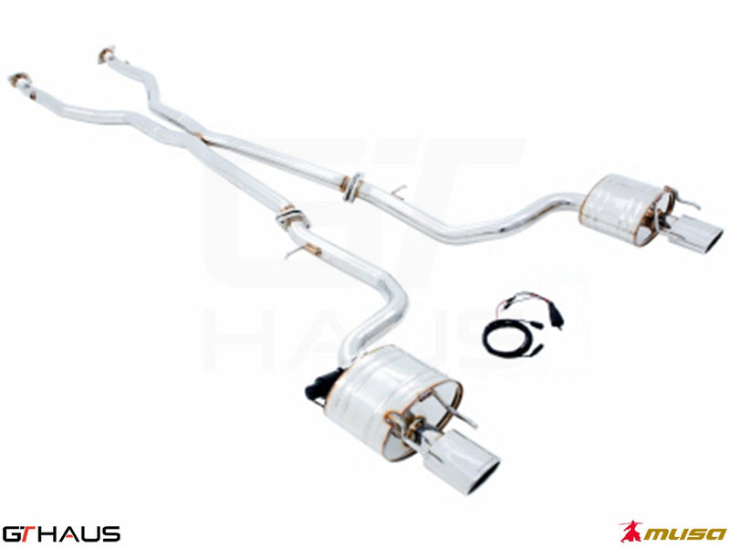 Premium performance exhaust system for Lexus IS 250/350/350F-sport (RWD) 2014+, featuring stainless steel construction.