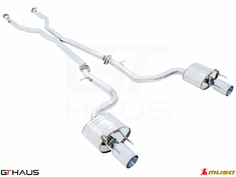 Premium performance exhaust system for Lexus IS 250/350/350 F-Sport (RWD) 2014+, featuring stainless steel construction.