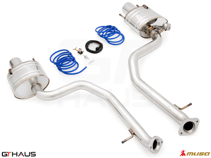 Premium performance exhaust system for 2021+ Lexus IS350 F-Sport AWD, featuring stainless steel construction and electronic valve control.