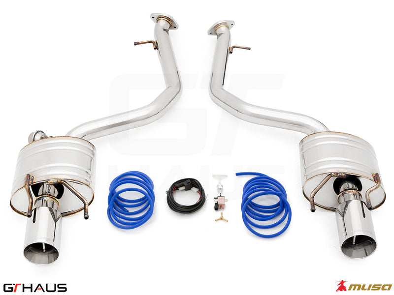 Premium performance exhaust system for 2021+ Lexus IS350 F-Sport AWD, featuring stainless steel construction and electronic valve control.
