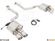 Premium exhaust system for 2021+ Lexus IS350 F-Sport AWD, featuring dual tips and electronic valve control.