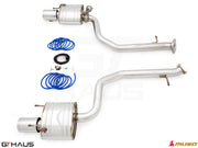 Premium performance exhaust system for 2021+ Lexus IS350 F-Sport RWD, featuring stainless steel construction and accessories.