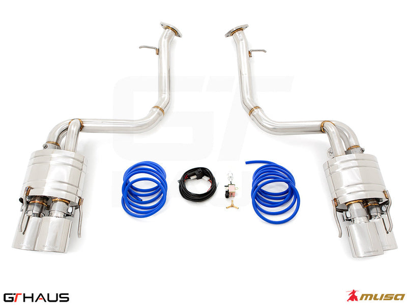 Premium exhaust system for Lexus IS500 V8 (2021+) featuring stainless steel construction and electronic valve control.