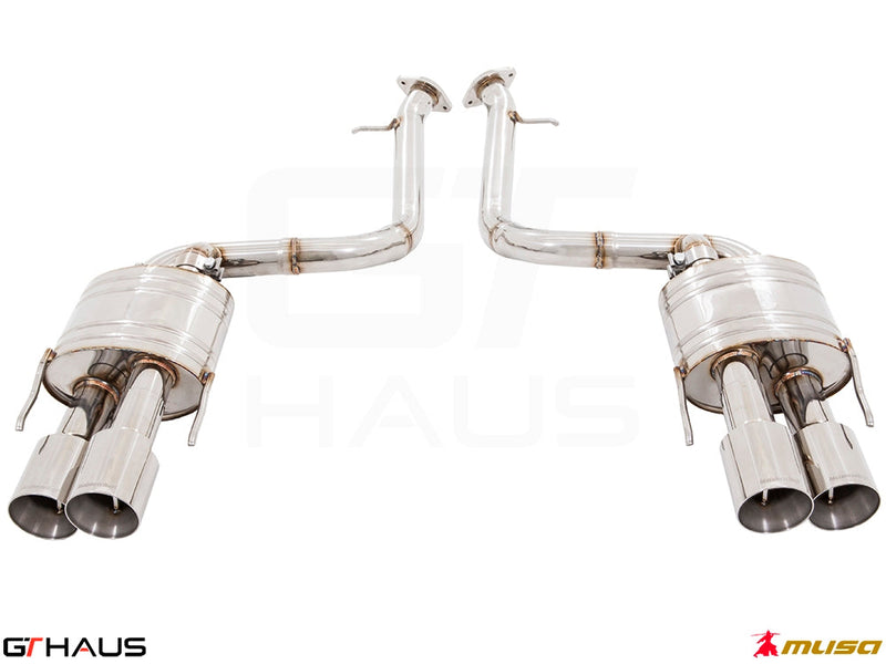 Premium exhaust system for Lexus IS500 V8 (2021+) featuring stainless steel construction and dual tips for enhanced performance.