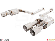Premium performance exhaust system for Lexus IS500 V8, featuring stainless steel construction and dual tips.
