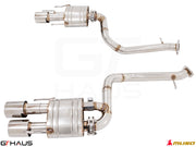 Premium performance exhaust system for Lexus IS500 V8 (2021+) featuring stainless steel construction and dual tips.