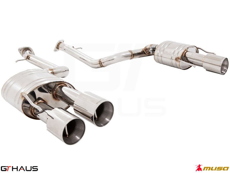Premium performance exhaust system for Lexus IS500 V8 (2021+), featuring stainless steel construction and dual tips.