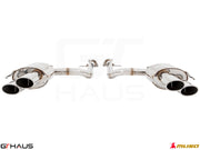 Premium exhaust system for Lexus IS500 V8 (2021+), featuring polished stainless steel and quad tips for enhanced performance.