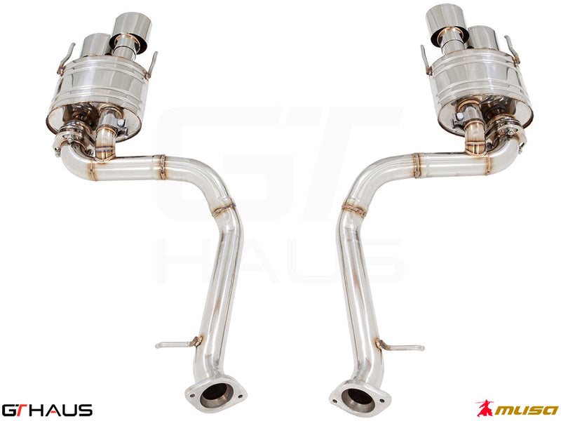 Premium performance exhaust system for Lexus IS500 V8 (2021+) featuring stainless steel construction and electronic valve control.