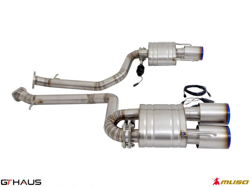 Premium performance exhaust system for Lexus IS500 V8, featuring stainless steel construction and electronic valve control.