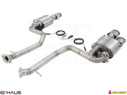 Premium performance exhaust system for Lexus IS500 V8 (2021+) featuring stainless steel construction and electronic valve control.