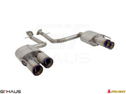 Premium performance exhaust system for 2021+ Lexus IS500 V8, featuring dual tips and stainless steel construction.