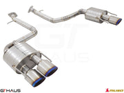Premium performance exhaust system for Lexus IS500 V8 (2021+) with dual tips and stainless steel construction.