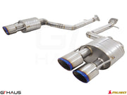 Premium performance exhaust system for Lexus IS500 V8 (2021+) featuring stainless steel construction and dual tips.