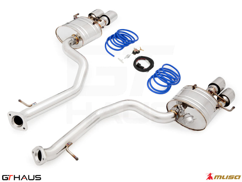 Premium performance exhaust system for 2021+ Lexus IS350 F-Sport AWD, featuring stainless steel construction and enhanced sound.