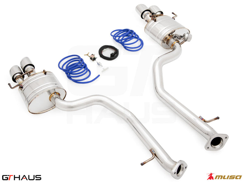 Premium performance exhaust system for 2021+ Lexus IS350 F-Sport AWD, featuring stainless steel construction and enhanced sound.