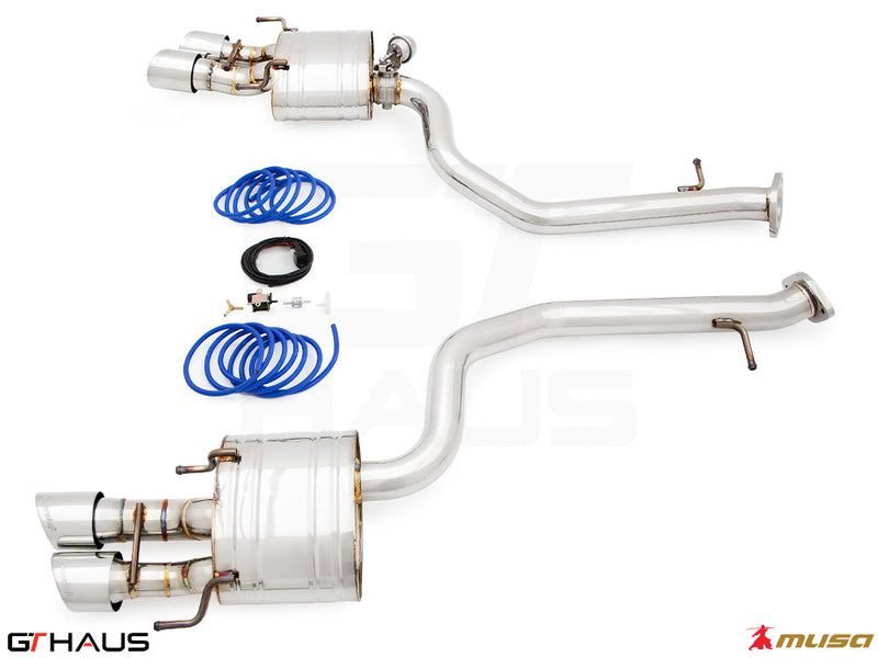 Premium performance exhaust system for 2021+ Lexus IS350 F-Sport AWD, featuring stainless steel construction and enhanced sound.