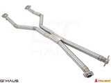 Lexus LC series 2017+ Cat-Back LSR pipe featuring front and mid sections made of high-quality stainless steel.