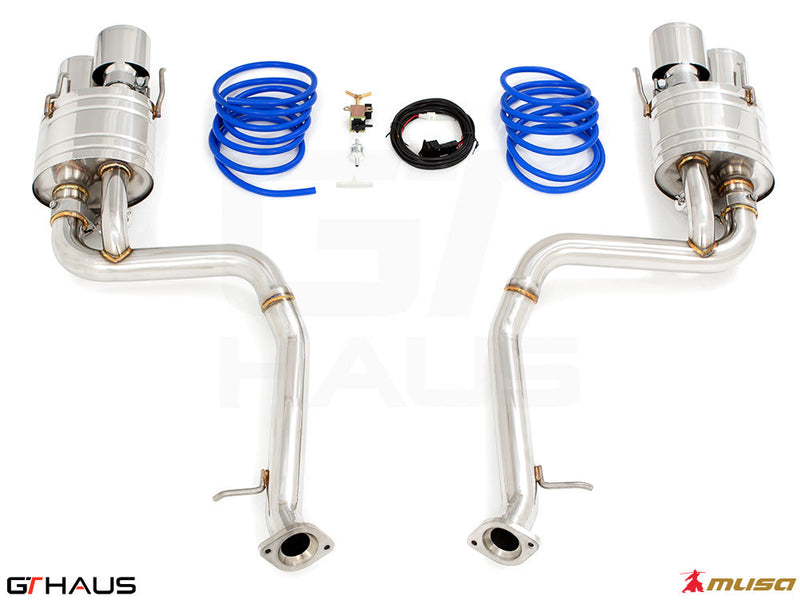 Premium performance exhaust system for Lexus RC-F (V8) 2014+, featuring stainless steel construction and electronic valve control.