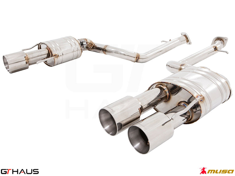 Premium performance exhaust system for Lexus RC-F (V8) 2014+, featuring stainless steel construction and dual tips.