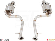 Premium performance exhaust system for Lexus RC-F V8 (2014+) featuring stainless steel construction and dual tips.