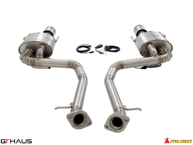 Premium performance exhaust system for Lexus RC-F (V8) 2014+, featuring stainless steel construction and electronic valve control.