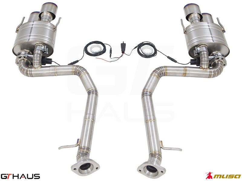 Premium performance exhaust system for Lexus RC-F (V8) 2014+, featuring stainless steel construction and electronic valve control.