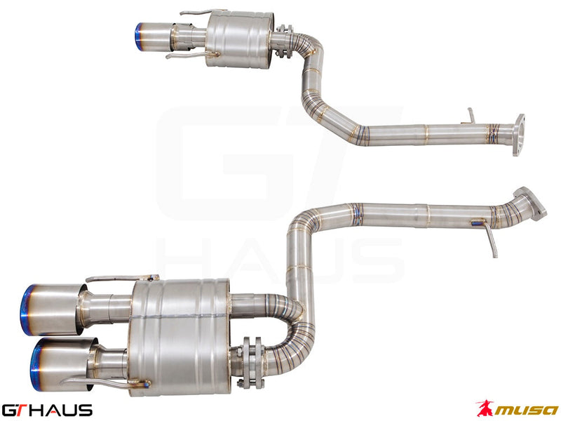 Premium performance exhaust system for Lexus RC-F (V8) 2014+, featuring stainless steel construction and electronic valve control.