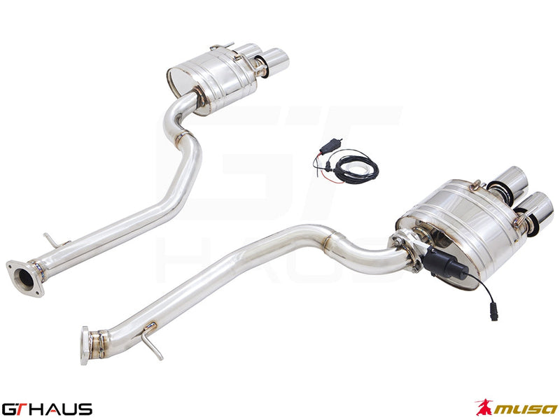Premium exhaust system for Lexus RC 350/350 F-Sport (AWD) 2014+, featuring stainless steel construction and electronic valve control.