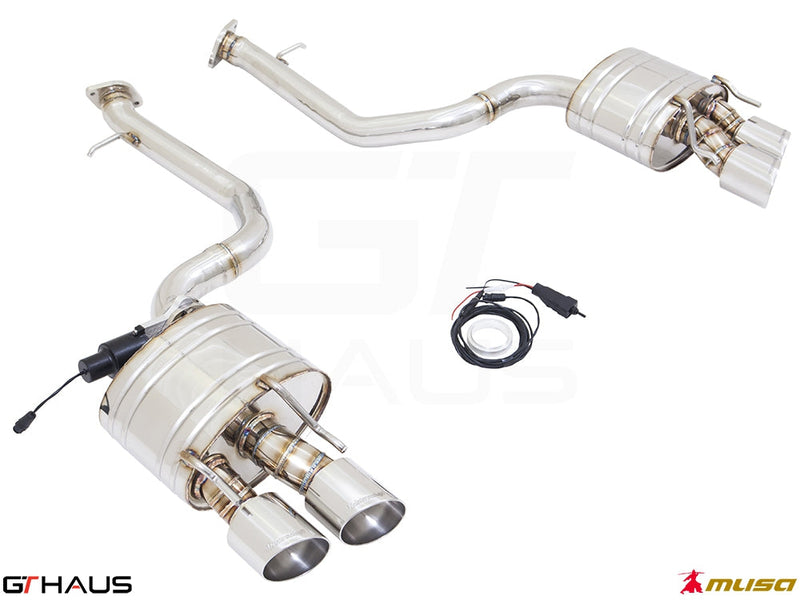 Premium performance exhaust system for Lexus RC 350/350 F-Sport AWD (2014+), featuring stainless steel construction and electronic valve control.