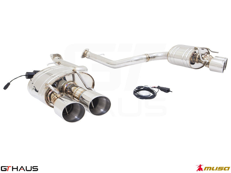 Premium exhaust system for Lexus RC 350/350 F-Sport (AWD) 2014+, featuring stainless steel construction and electronic valve control.