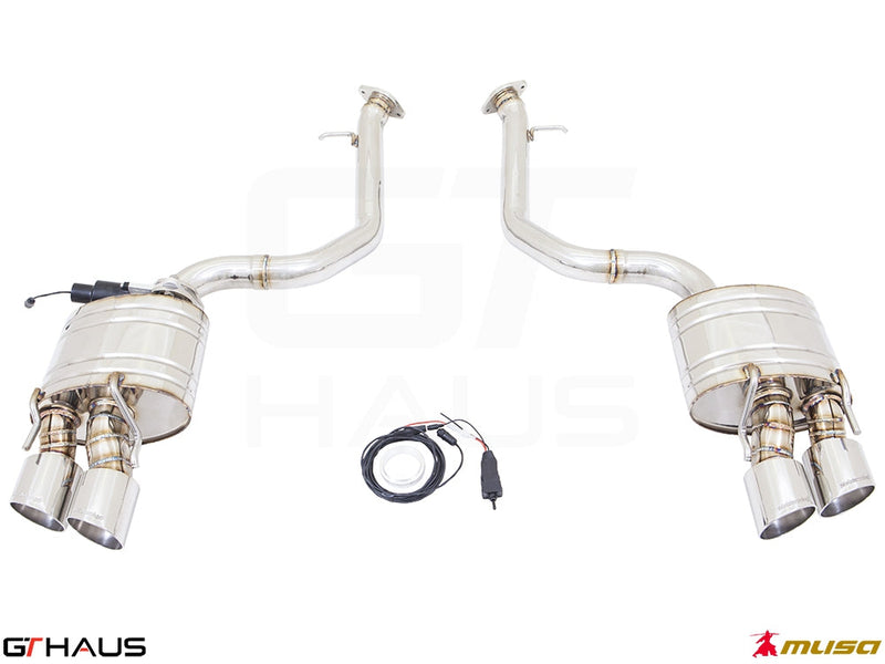 Premium performance exhaust system for Lexus RC 350/350 F-Sport (RWD) 2014+, featuring stainless steel construction and electronic valve control.