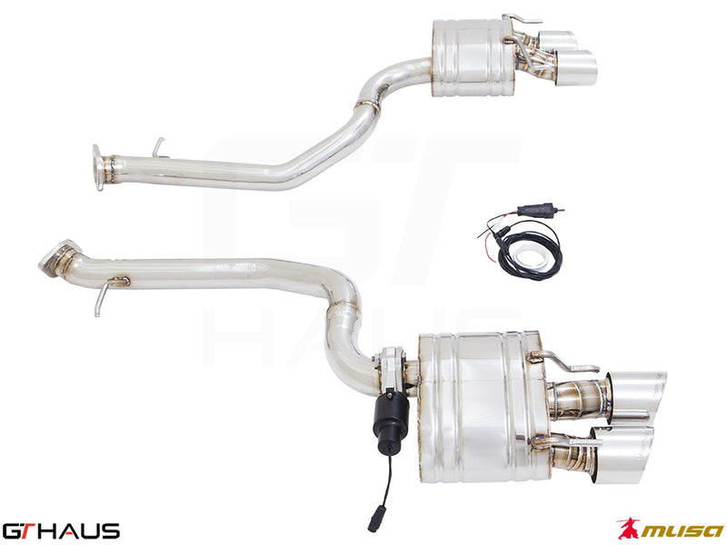 Premium exhaust system for Lexus RC 350/350 F-Sport (RWD) 2014+, featuring stainless steel construction and electronic valve control.