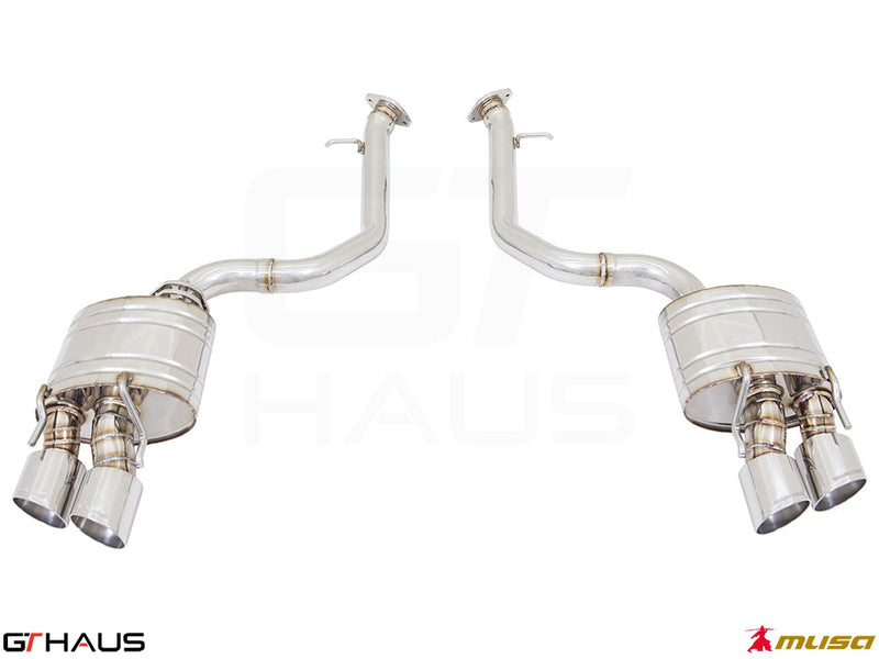 Premium performance exhaust system for Lexus RC 350/350 F-Sport (RWD) 2014+, featuring stainless steel construction and dual tips.