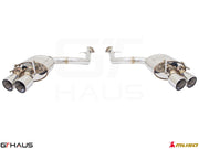 Premium performance exhaust system for Lexus RC 350/350 F-Sport (RWD) featuring dual polished tips and stainless steel construction.
