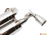 Premium exhaust system for Nissan 370Z Nismo Edition, featuring polished stainless steel construction and precision design.