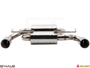 Premium performance exhaust system for Nissan 370Z Nismo Edition, featuring stainless steel construction and dual tips.