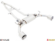 Premium performance exhaust system for Nissan RZ34 Z Coupe/Cabrio 3.7L V6 VVEL Nismo Edition, featuring polished stainless steel.